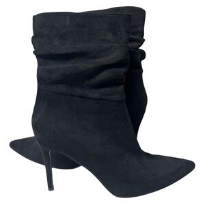 Elegant Black Suede Heeled Boots Women’s 11 USED